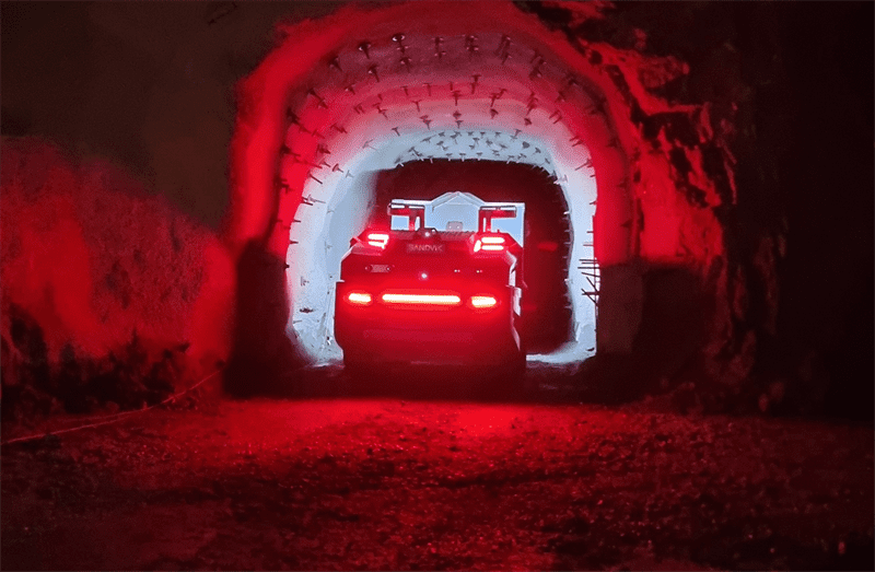A Sandvik concept loader advancing in the company’s test mine. Credit: Sandvik