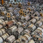 Raw material Handling: Steel coil storing inside a warehouse for