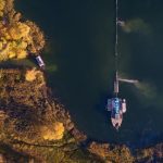 Deep sea mining vehicle disturbing marine sediment