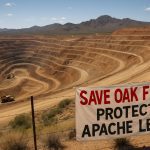 Aerial view of Arizona copper mine with surrounding tribal land