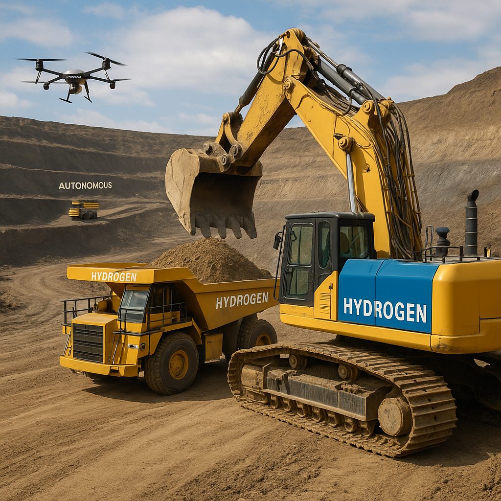 Mining machinery powered by green hydrogen and automation technologies