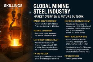 Electric arc furnace in modern steelmaking process highlighting low-carbon production