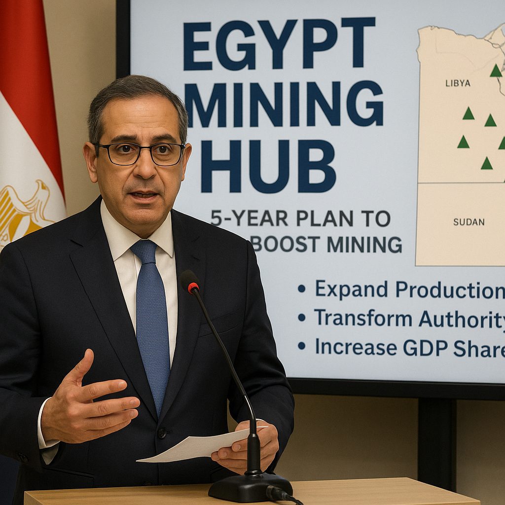 Minister Karim Badawi outlines Egypt mining hub strategy during a press conference