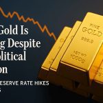 Gold bars with Federal Reserve rate hike headlines