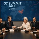 Leaders at G7 summit 2025 discussing global trade policy