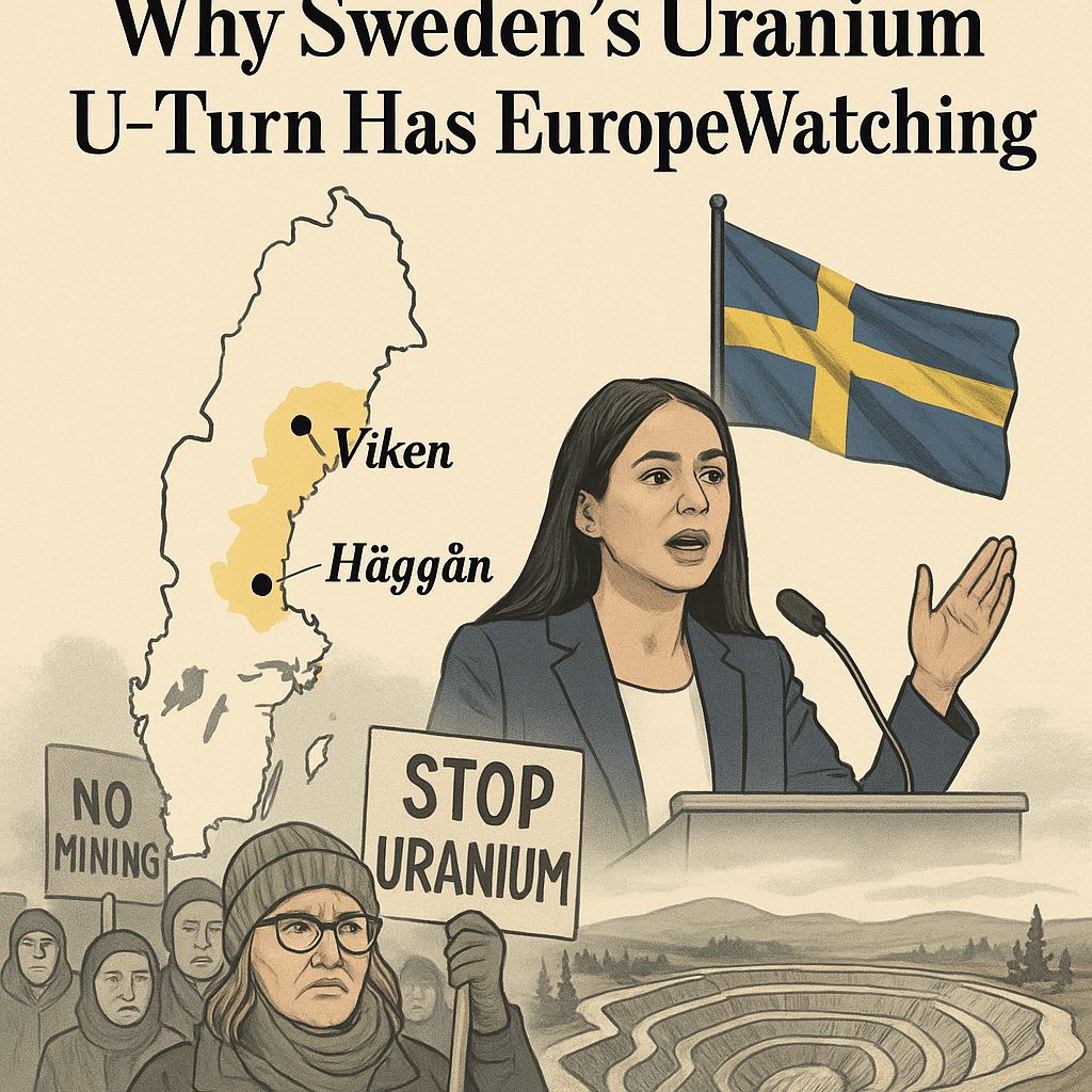 Sweden uranium ban protest, government speaker, uranium mining sites at Viken and Häggån
