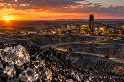 Diamond mine operations in South Africa at sunset