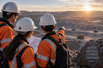 Mining engineers at an open-pit mine representing the US critical minerals workforce