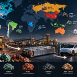 Global map showing the countries that supply lithium, cobalt, nickel and graphite for batteries