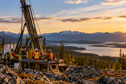 Mineral exploration drilling rig at a Canadian project, representing investment in mineral discovery and mine development.