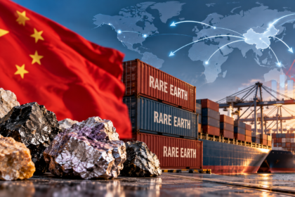 Rare earth mineral samples representing China’s rare earth exports and global critical-minerals supply chains.