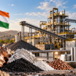 Critical mineral concentrates and refined materials at an industrial processing facility in India.