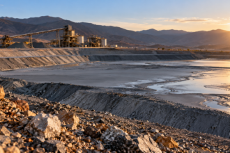 Mine tailings at a mining site being assessed for critical mineral recovery