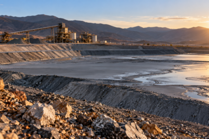 Mine tailings at a mining site being assessed for critical mineral recovery